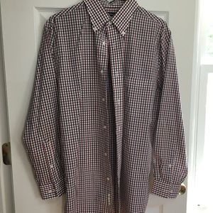 Red white blue checkered dress shirt